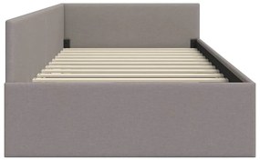 vidaXL Κρεβάτι Γωνίας Taupe 90 x 200 cm Ύφασμα και Έργο ξύλου