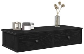 Ράφι τοίχου με συρτάρια Μαύρο 80x34x17 cm Κατασκευασμένο ξύλο