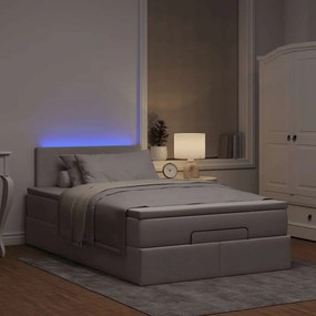 vidaXL Οθωμανικό κρεβάτι με στρώμα &amp; LEDs Taupe 120x200cm ύφασμα