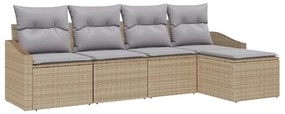 vidaXL Σέτ φαγητού για κήπο με μαξιλάρι 5 pcs Μπεζ, Ανοιχτό Γκρι