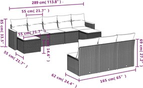 vidaXL Patio Sofa Set 10-θέσια Μικτό μπεζ