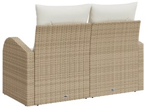 vidaXL Καναπές Κήπου με μαξιλάρι Μπεζ 124 x 62 x 69cm συνθετικό ρατάν