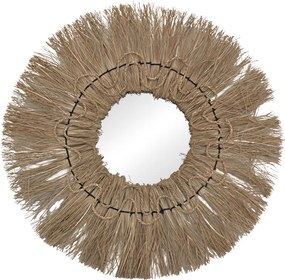 Καθρέπτης Apler Inart mendong σε φυσική απόχρωση Φ60x6εκ