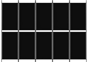 Διαχωριστικό Δωματίου με 5 Πάνελ Μαύρο 250x180 εκ. από Ύφασμα - Μαύρο