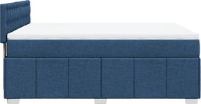 vidaXL Κρεβάτι Boxspring με Στρώμα Μπλε 140x200 εκ. Υφασμάτινο