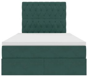 vidaXL Κρεβάτι με αποθηκευτικό χώρο και LED με στρώμα Σκούρο Πράσινο