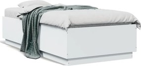 vidaXL Πλαίσιο Κρεβατιού με LED Λευκό 90 x 190 εκ. από Επεξ. Ξύλο