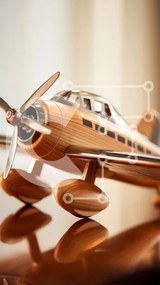 Intra Συλλεκτικό Ξύλινο Παζλ Plywood  4mm - Ξύλινο μοντέλο αεροπλάνου σε τραπέζι Σε Ξύλινο Κουτί - Διαστάσεις: 10x10 cm – 25 κομμάτια