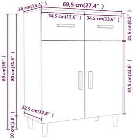 Ντουλάπι Λευκό 69,5 x 34 x 89 εκ. από Επεξεργασμένο Ξύλο - Λευκό