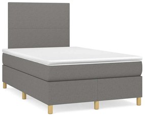 vidaXL Κρεβάτι Boxspring με Στρώμα Σκούρο Γκρι 120x190 εκ Υφασμάτινο