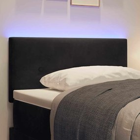 vidaXL Κεφαλάρι με φώτα λωρίδας LED με κεφαλάρι Μαύρο 90 cm Βελούδο