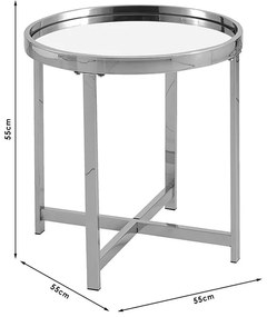 Βοηθητικό τραπέζι σαλονιού Tristan pakoworld μέταλλο ασημί-γυαλί Φ55x55εκ - Μέταλλο - 138-000019