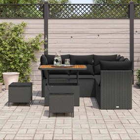 vidaXL Σετ Καναπέ Κήπου Ρυθμιζόμενο ύψος 8 pcs Μαύρο συνθετικό ρατάν