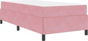 vidaXL Σκελετός Κρεβατιού με στρώμα Ροζ 90 x 190 cm ύφασμα