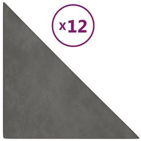 vidaXL Πάνελ Τοίχου 12 τεμ. Σκούρο γκρι 30x30 εκ. 0,54 μ² Βελούδινα