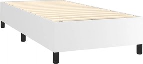 vidaXL Κρεβάτι Boxspring με Στρώμα &amp; LED Λευκό 90x190 εκ. Συνθ. Δέρμα