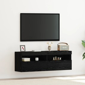 vidaXL Κονσόλες Τηλεόρασης με Φώτα LED 2 τεμ Μαύρη Δρυς 60x30x40 εκ