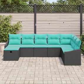 vidaXL Σετ Καναπέ Κήπου με μαξιλάρι 8 pcs Μαύρο Πολυ ράταν