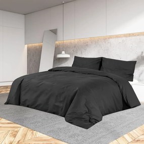 VidaXL Σετ Παπλωματοθήκης Μαύρο 200 x 200 εκ. Βαμβακερό