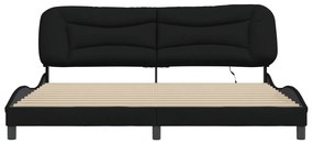 vidaXL Πλαίσιο Κρεβατιού με LED Μαύρο 200 x 200 εκ. Υφασμάτινο