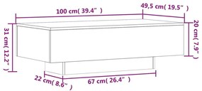 Τραπεζάκι Σαλονιού Καφέ Δρυς 100 x 49,5 x 31 εκ. Επεξεργ. Ξύλο - Καφέ