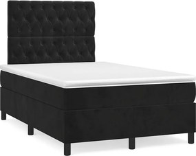 vidaXL Κρεβάτι Boxspring με Στρώμα Μαύρο 120x190 εκ. Βελούδινο