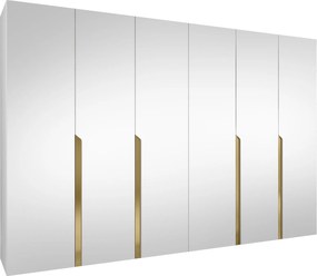 Ντουλάπα Mila II Εξάφυλλη-Λευκό - Χρυσό