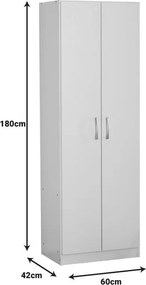 Ντουλάπα Jonar δίφυλλη λευκό χρώμα μελαμίνης 60x42x180εκ 60x42x180 εκ.