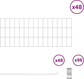 vidaXL Περίφραξη Κήπου με Στήλες 48 τμχ. 75 x 30 εκ. Ασημί