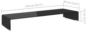 vidaXL Βάση Τηλεόρασης/Οθόνης Μαύρη 110 x 30 x 13 εκ. Γυάλινη