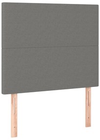 vidaXL Κρεβάτι Boxspring με Στρώμα &amp; LED Σκ.Γκρι 90x200 εκ. Υφασμάτινο