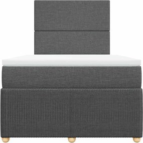 vidaXL Κρεβάτι Boxspring με Στρώμα Σκούρο Γκρι 120x190 εκ Υφασμάτινο