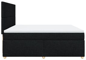 vidaXL Κρεβάτι Boxspring με Στρώμα Μαύρο 200x200 εκ. Υφασμάτινο