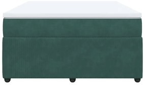 vidaXL Κρεβάτι Boxspring με Στρώμα Σκούρο Πράσινο 140x200εκ. Βελούδινο