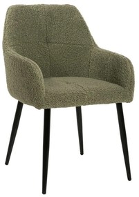 Πολυθρόνα Shelly HM8591.03 57x55x87cm Με Μαύρα Μεταλλικά Πόδια & Ύφασμα Teddy Mint Metal, Fabric