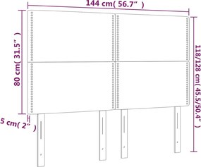 vidaXL Κεφαλάρι Κρεβατιού LED Γκρι 144x5x118/128 εκ