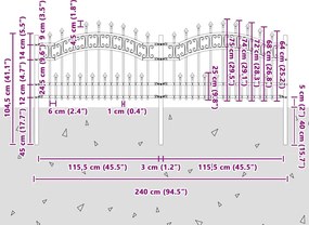 vidaXL Φράχτης Κήπου Kampen Λευκό 240 x 118 εκ