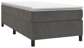 vidaXL Κρεβάτι Boxspring με Στρώμα Σκούρο Γκρι 90x190 εκ. Βελούδινο