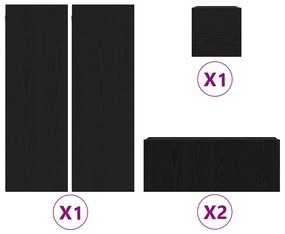 vidaXL Σετ Ραφιού Τοίχου για Τηλεόραση 5 Τεμαχίων σε Μαύρο Δρυ
