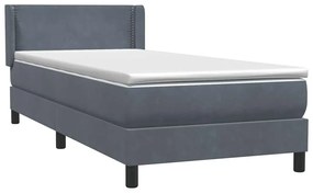 Box Spring Κρεβάτι με στρώμα Σκούρο γκρι 100x220 εκ. Βελούδινο - Γκρι