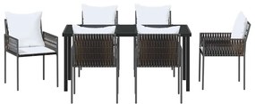 vidaXL Σέτ φαγητού για κήπο 7 pcs Καφέ και Μαύρο Ράτα PE