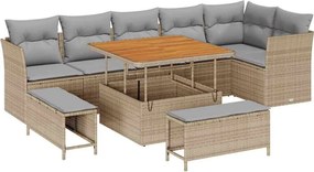 vidaXL Σετ Καναπέ Κήπου 9 pcs Μπεζ συνθετικό ρατάν