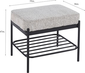 Σκαμπό (55x36x47) Spitishop Andenne L.Grey/Black