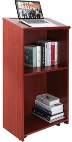 VEVOR Podium Stand, 47 in Hostess Stand with 4 Rolling Wheels, Wood Podium with Storage Shelves, and Slant Desktop, Lecterns &amp; Podiums for Church, Office, School, Home, Brown