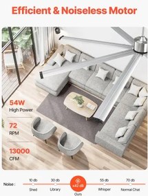 VEVOR 244 cm Aluminum Ceiling Fan Without Light Remote Control Brushed Nickel