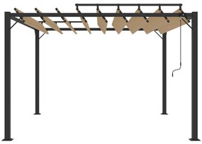 vidaXL Κιόσκι με Ανοιγόμενη Οροφή Taupe 3 x 3 μ. Ύφασμα και Αλουμίνιο