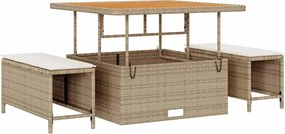 vidaXL Σετ Καναπέ Κήπου με μαξιλάρι 12 pcs Μπεζ Πολυ ράταν