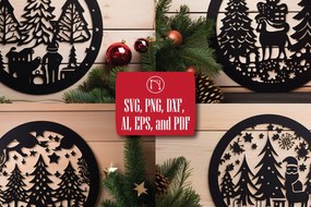 Σετ των 3 Intra απο ξύλο plywood 3mm-4mm πάχος - Πακέτο Cricut Χριστουγεννιάτικη διακόσμηση  Δίασταση 4x4 cm INTRAFABR-82370652