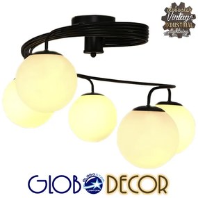 GloboStar SELINA 01090 Μοντέρνο Φωτιστικό Οροφής Πολύφωτο Μαύρο Μεταλλικό με Λευκό Γυαλί Φ63 x Y47cm