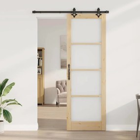 vidaXL Συρόμενη Πόρτα Χειροκίνητος Καφέ 78 x 232 cm Ξύλο και μέταλλο